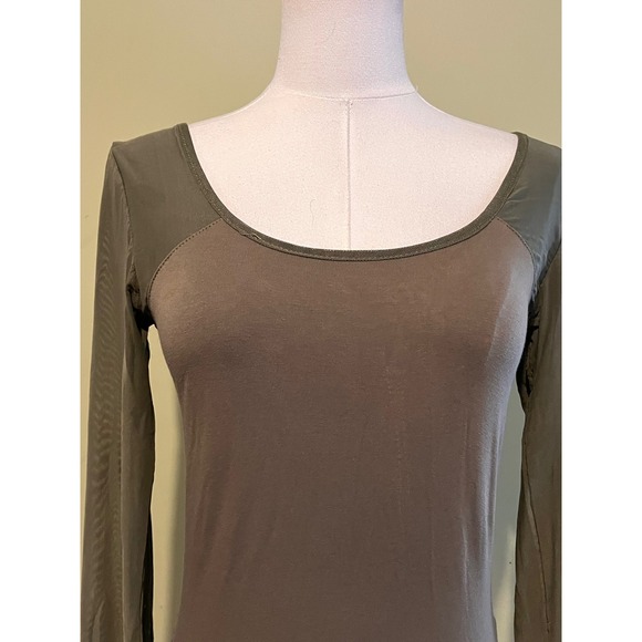 Blaque Label Bodycon Mini Dress Mesh Sleeve Brown Green Size M - Picture 5 of 8